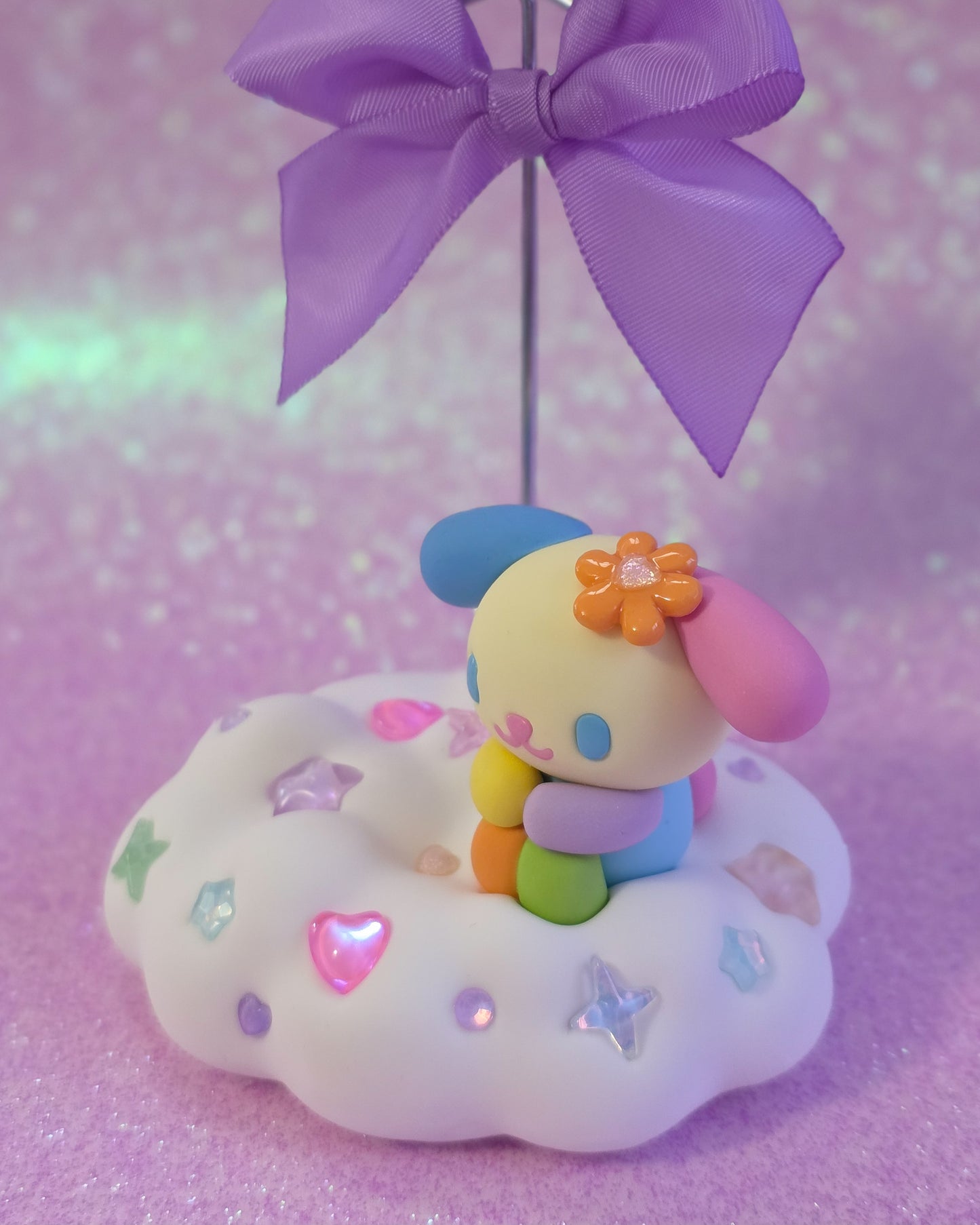 Rainbow Bunny Photo Holder Figure