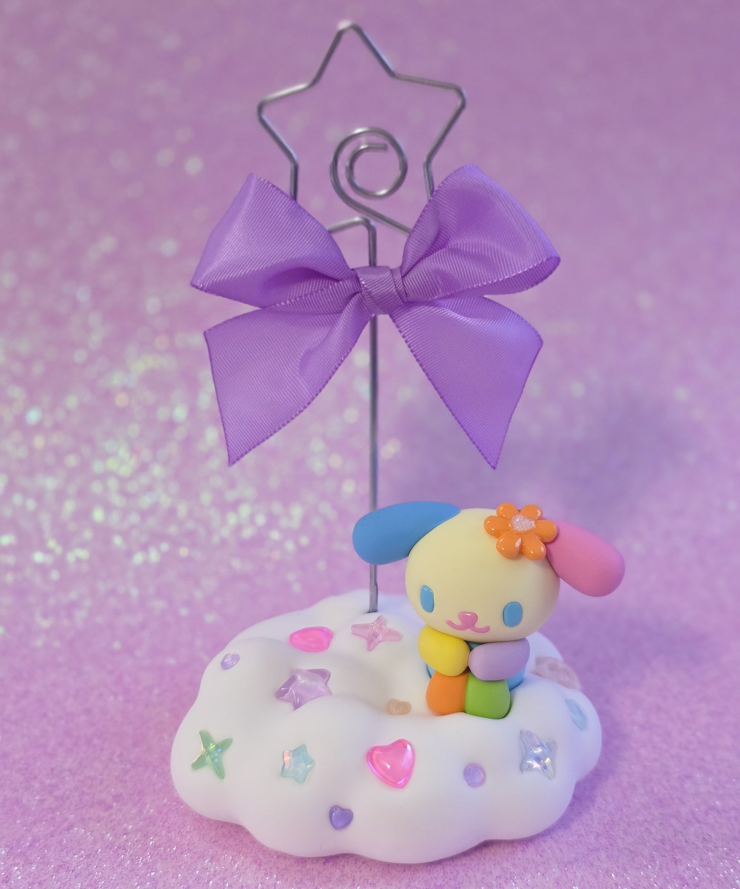 Rainbow Bunny Photo Holder Figure
