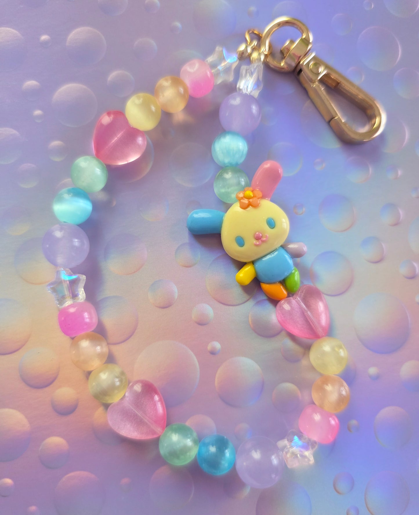Rainbow Bunny Phone Charm
