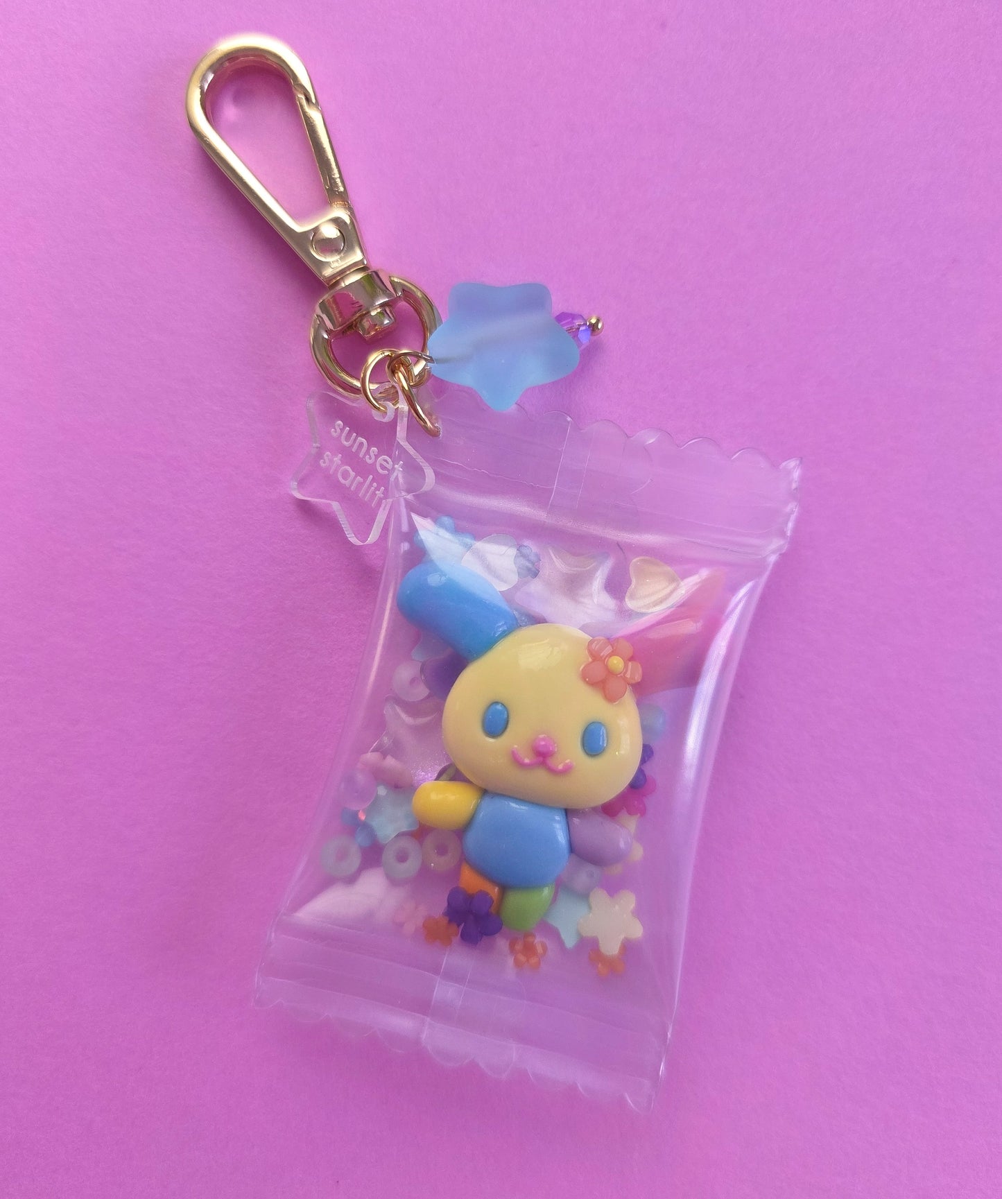 Rainbow Bunny Candy Bag Charm
