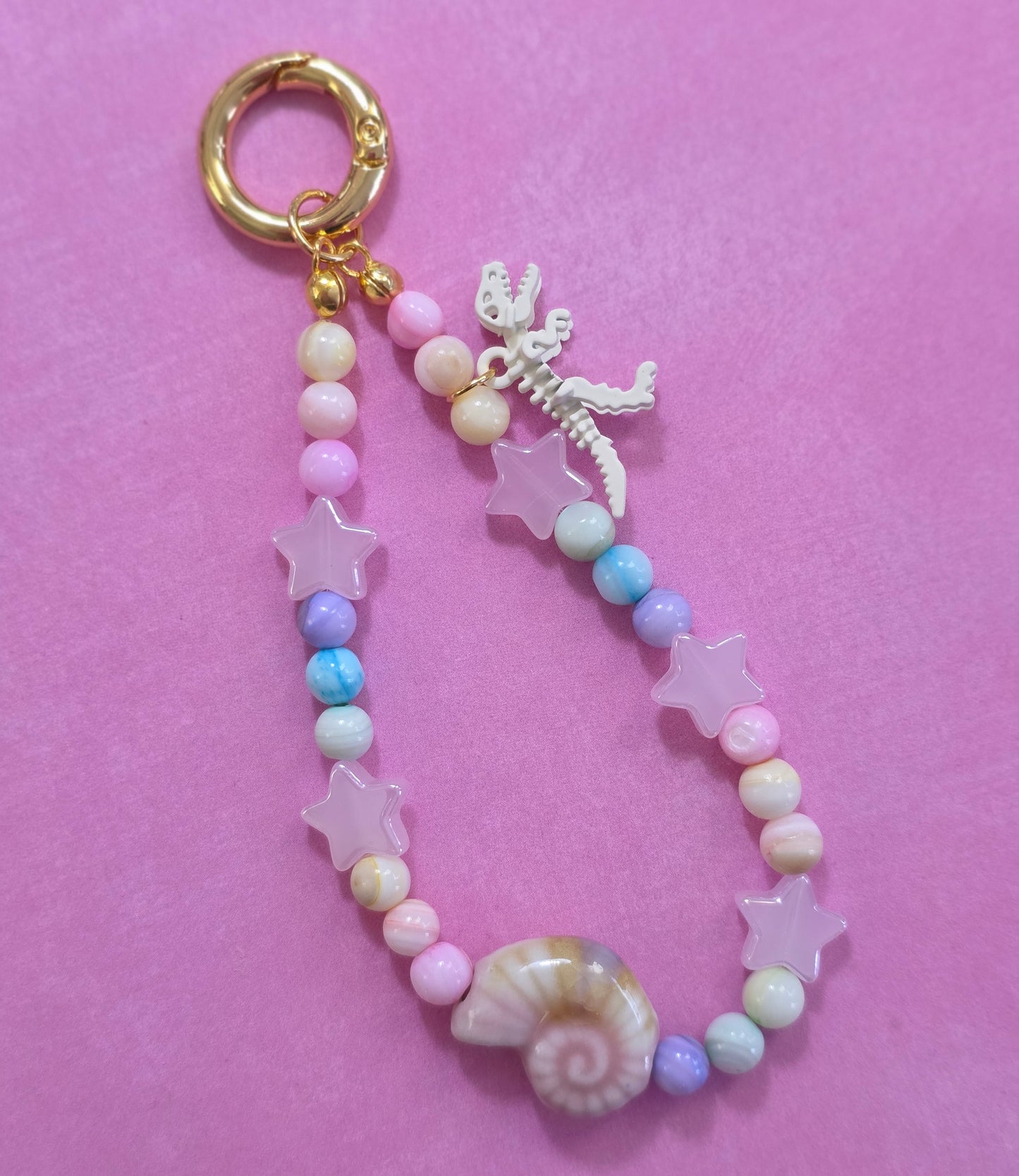 Stone Bead Phone Charm Ceramic Ammonite