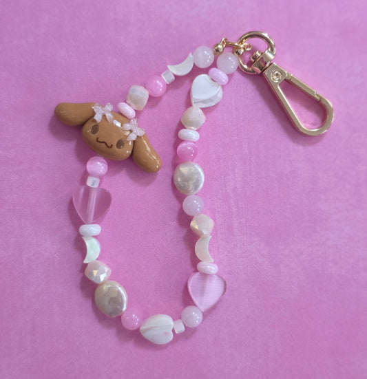 Chocolate Dog with BOWS Phone Charm