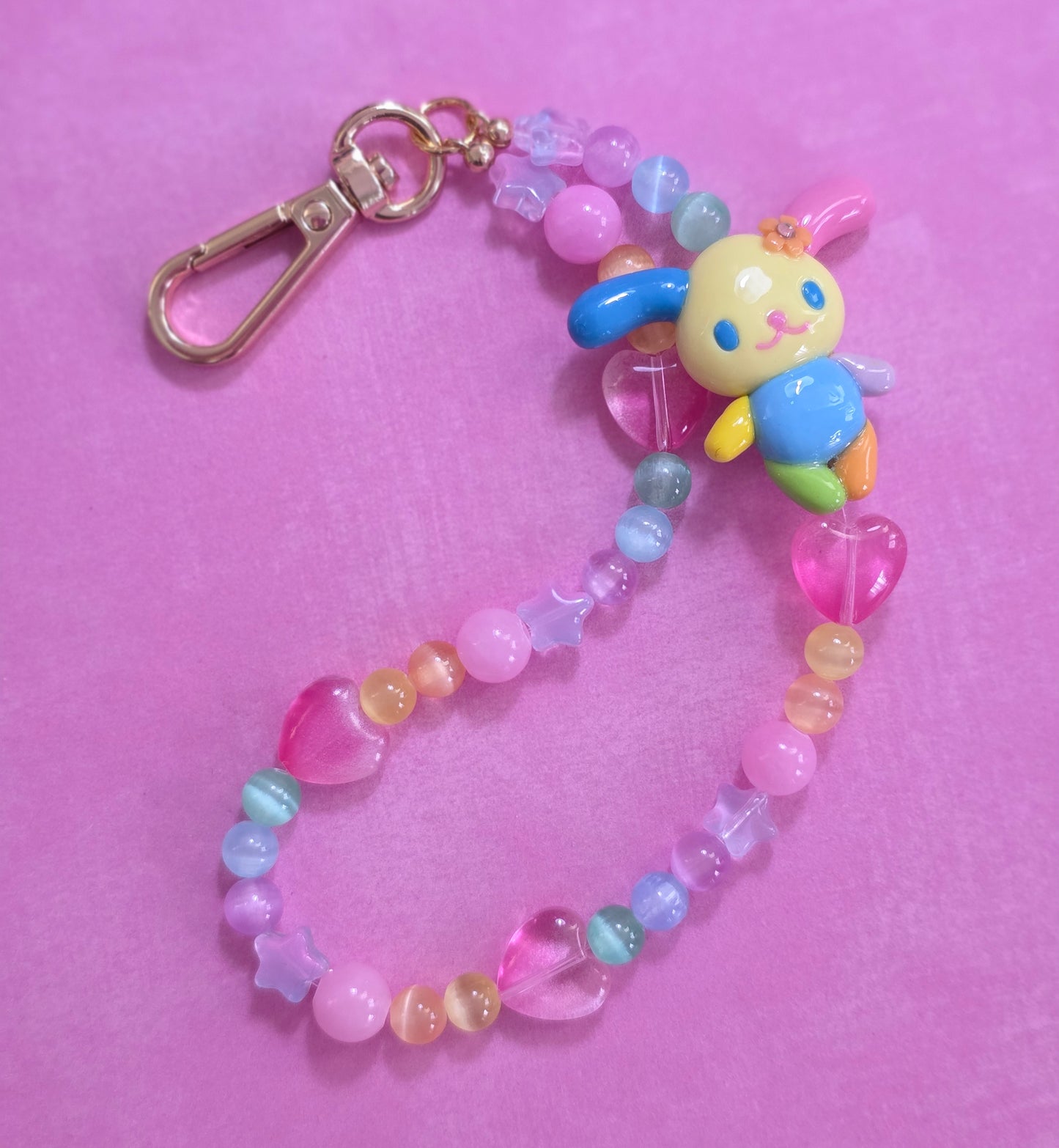 Extra Long Rainbow Bunny Phone Charm