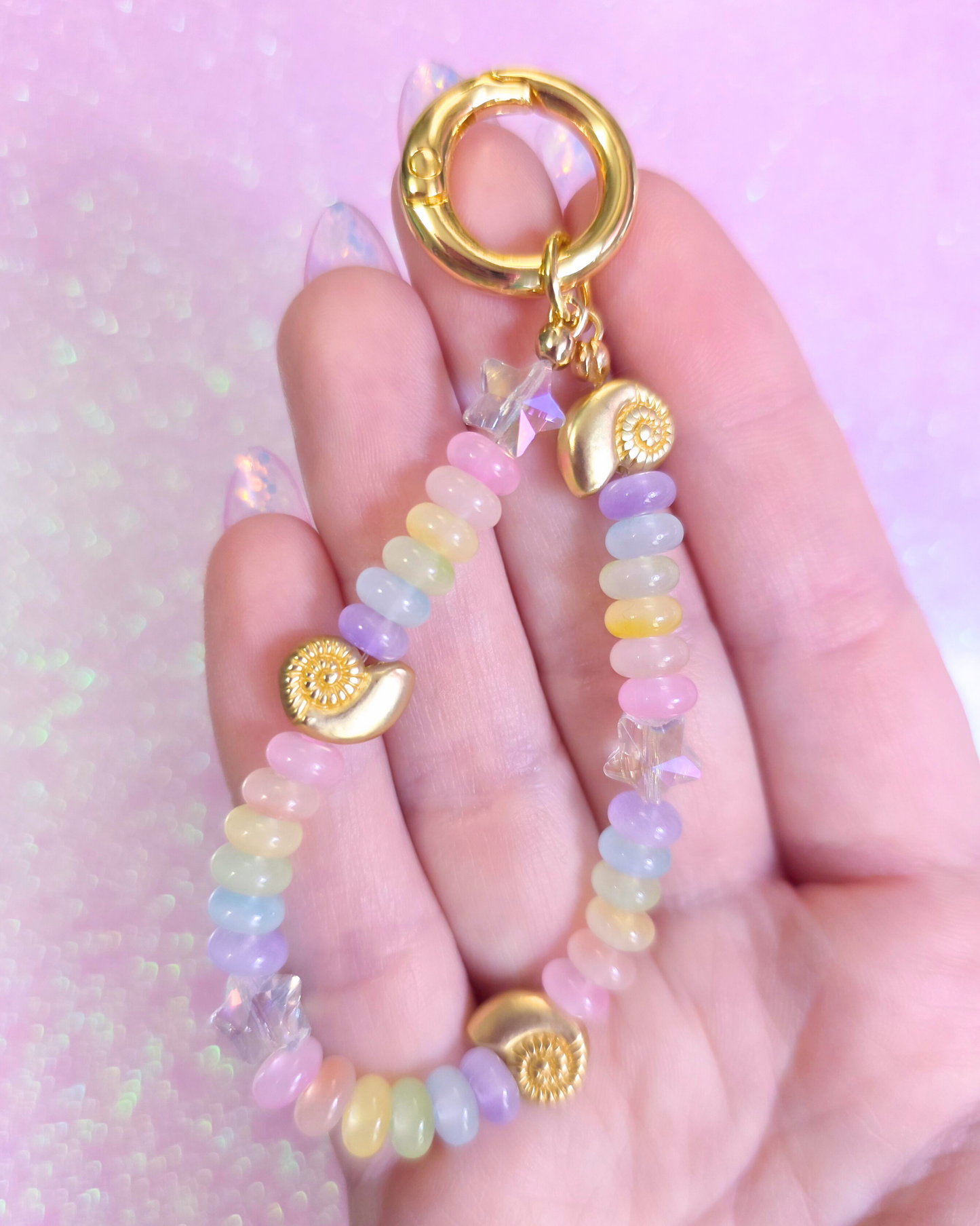 Mini Rainbow Ammonite Phone Charm