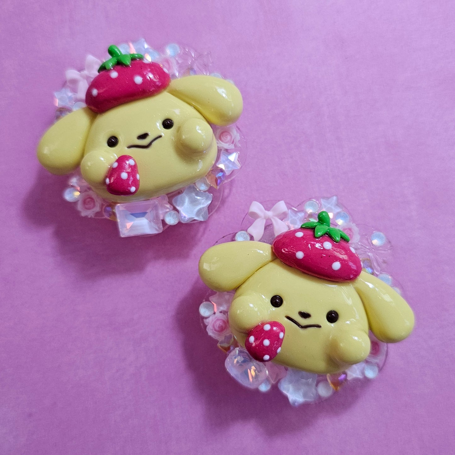 Pom Pom Purin Strawberry Snack Jeweled Phone Grip