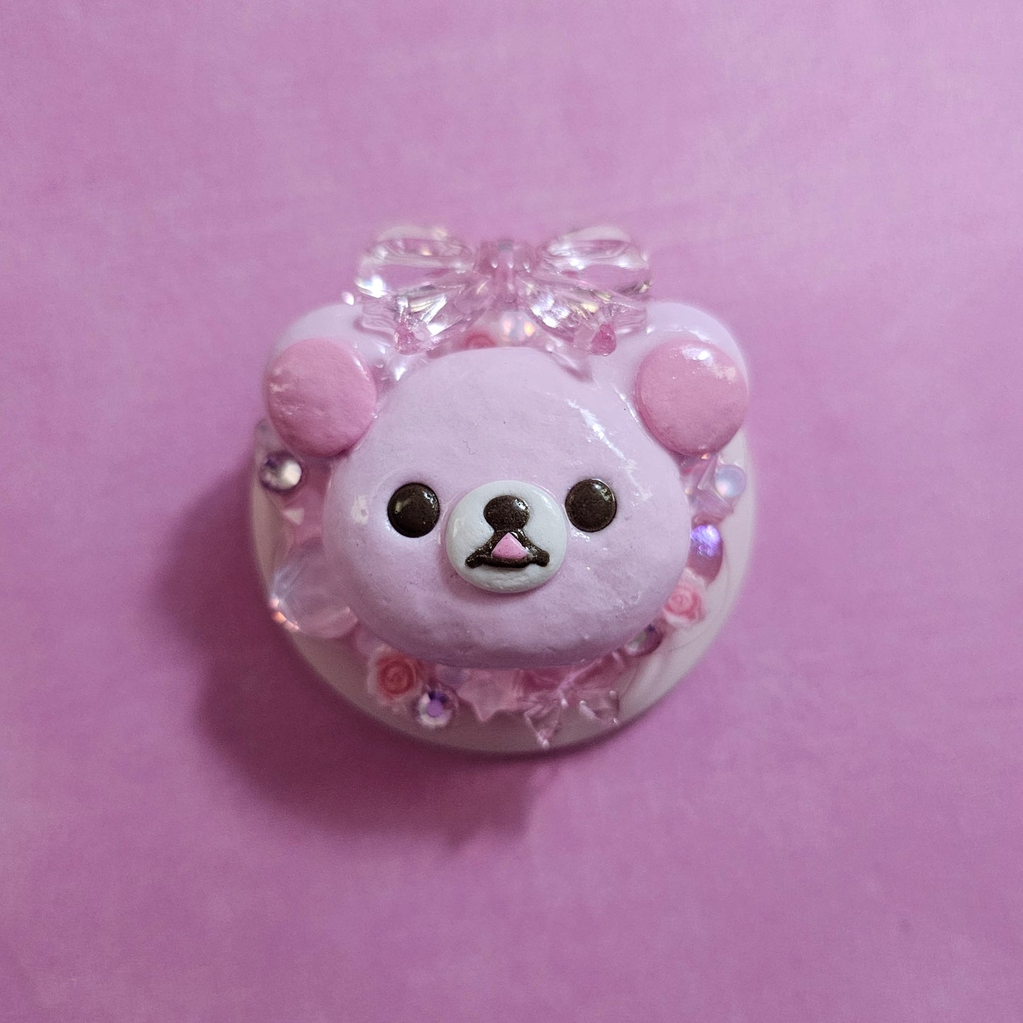 Pink Kuma Soft Touch Magnetic Jeweled Phone Grip