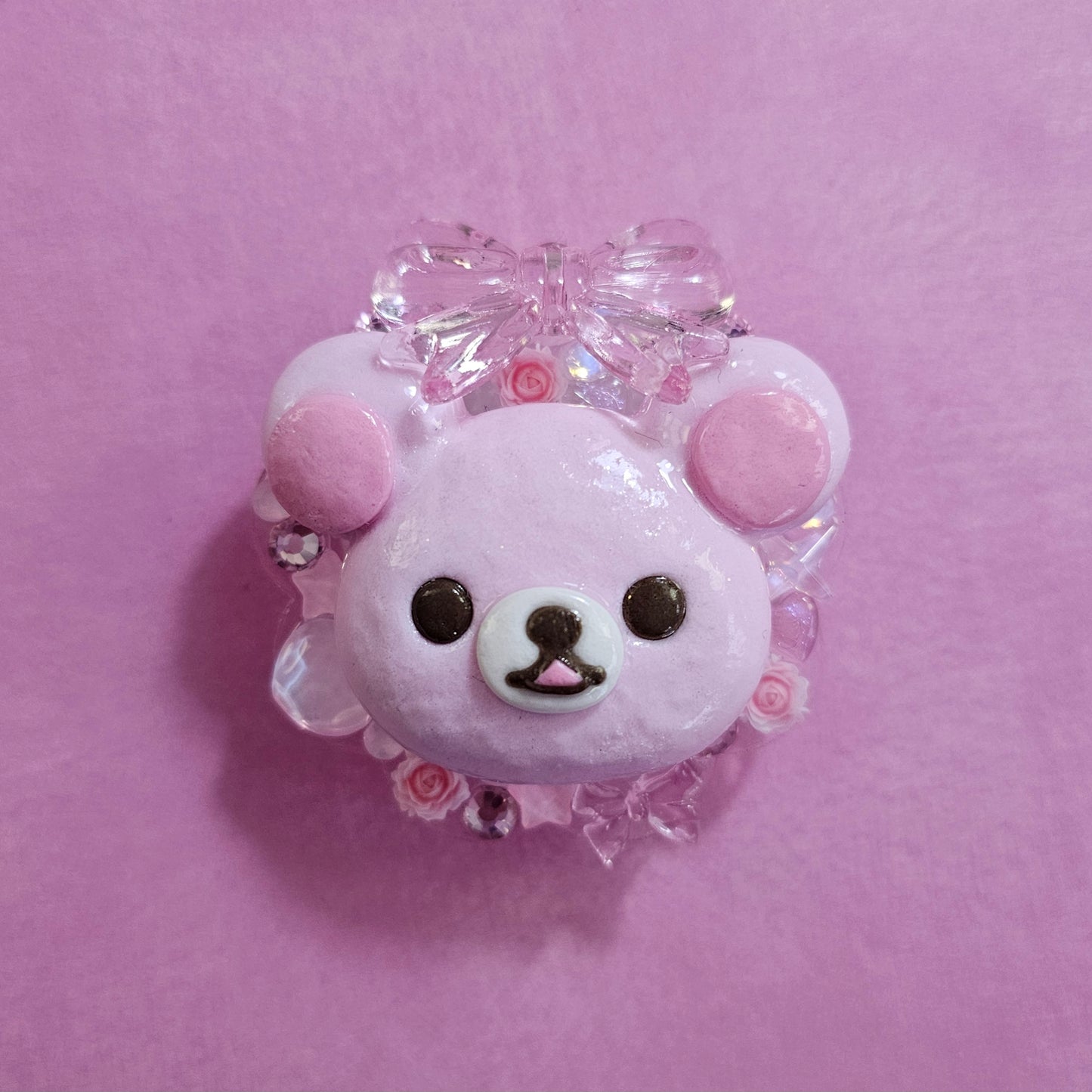 Pink Kuma Jeweled Phone Grip