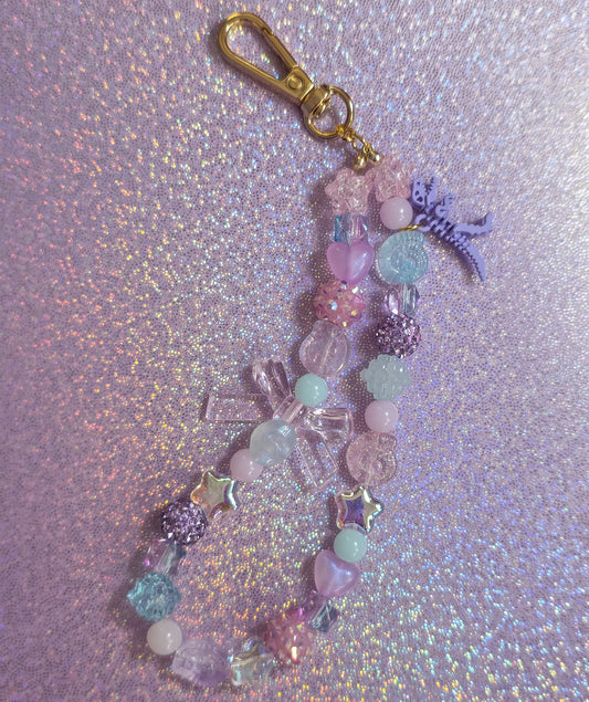Pastel Confetti Dino Phone Charm with Bow