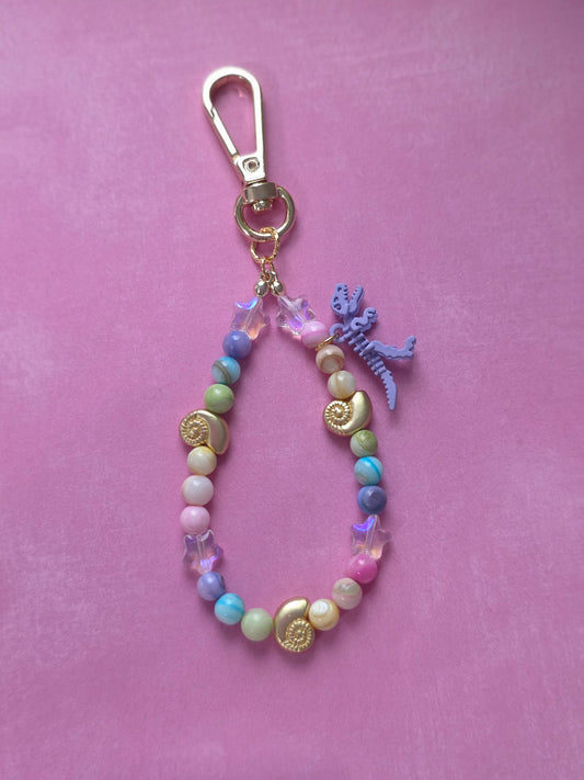 Small Stone Bead Phone Charm with Dino