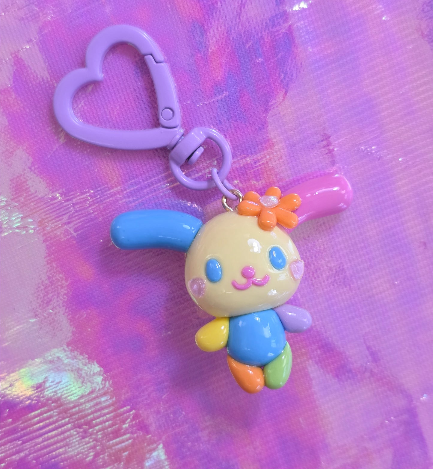 Rainbow Bunny Bag Charm