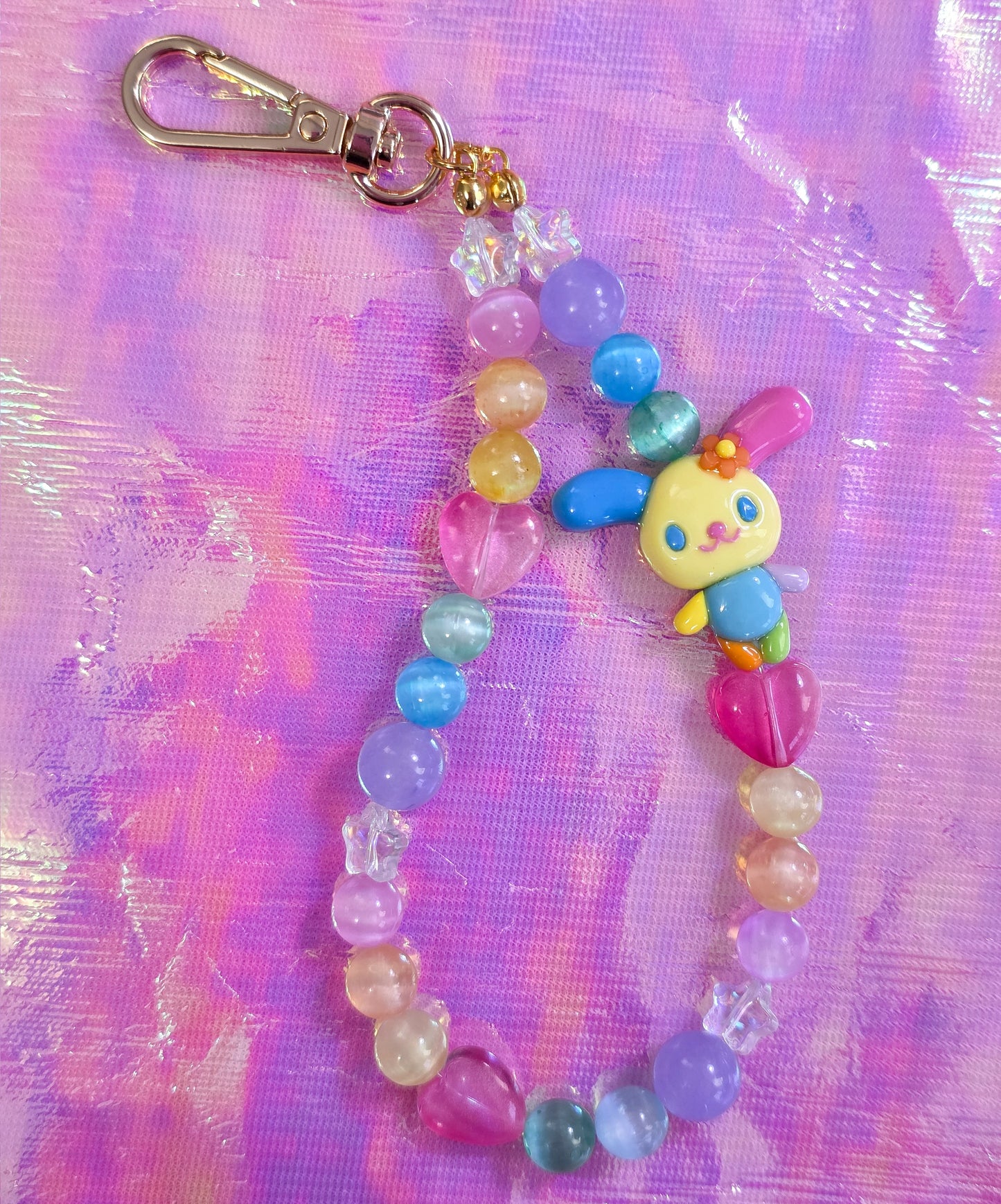 Rainbow Bunny Phone Charm