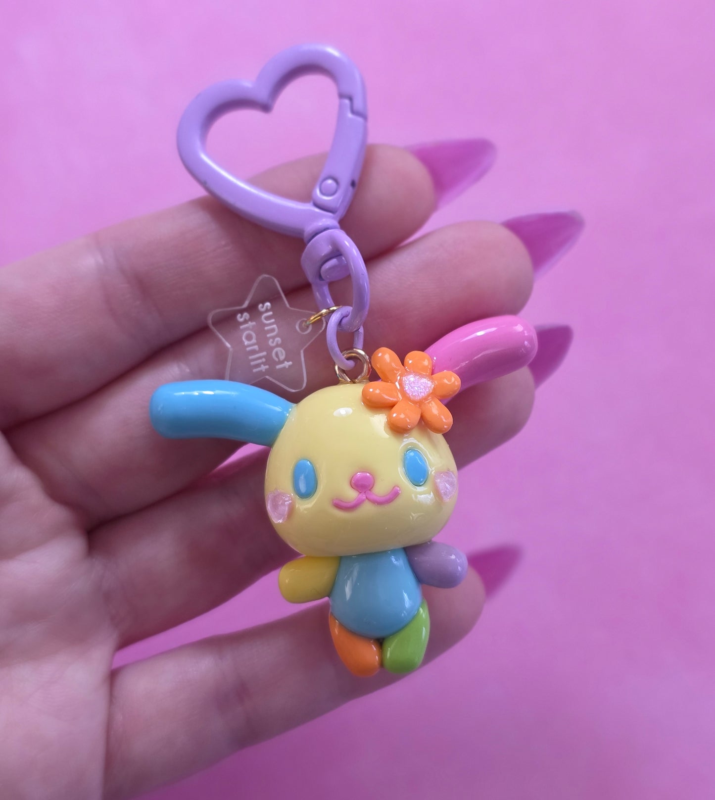 Rainbow Bunny Bag Charm