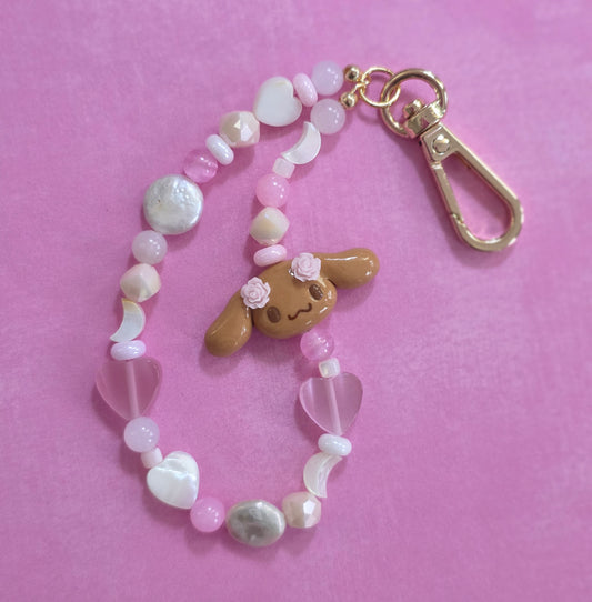 Chocolate Dog with ROSES Phone Charm
