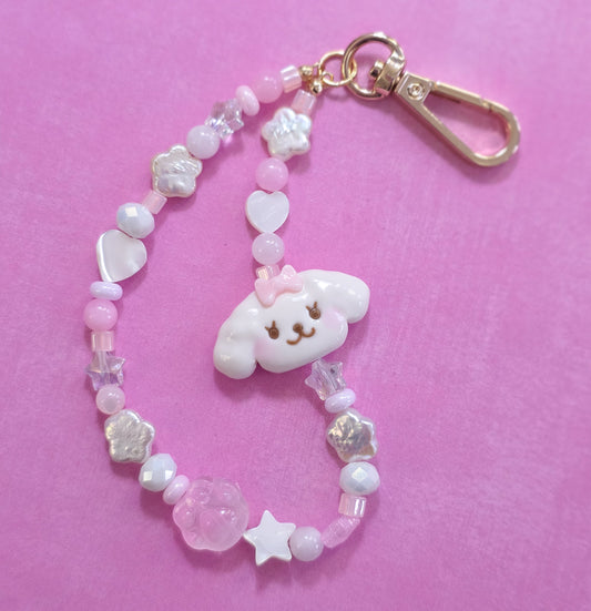Fluffy White Dog Phone Charm