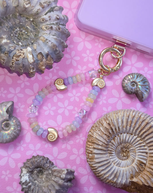 Mini Rainbow Ammonite Phone Charm