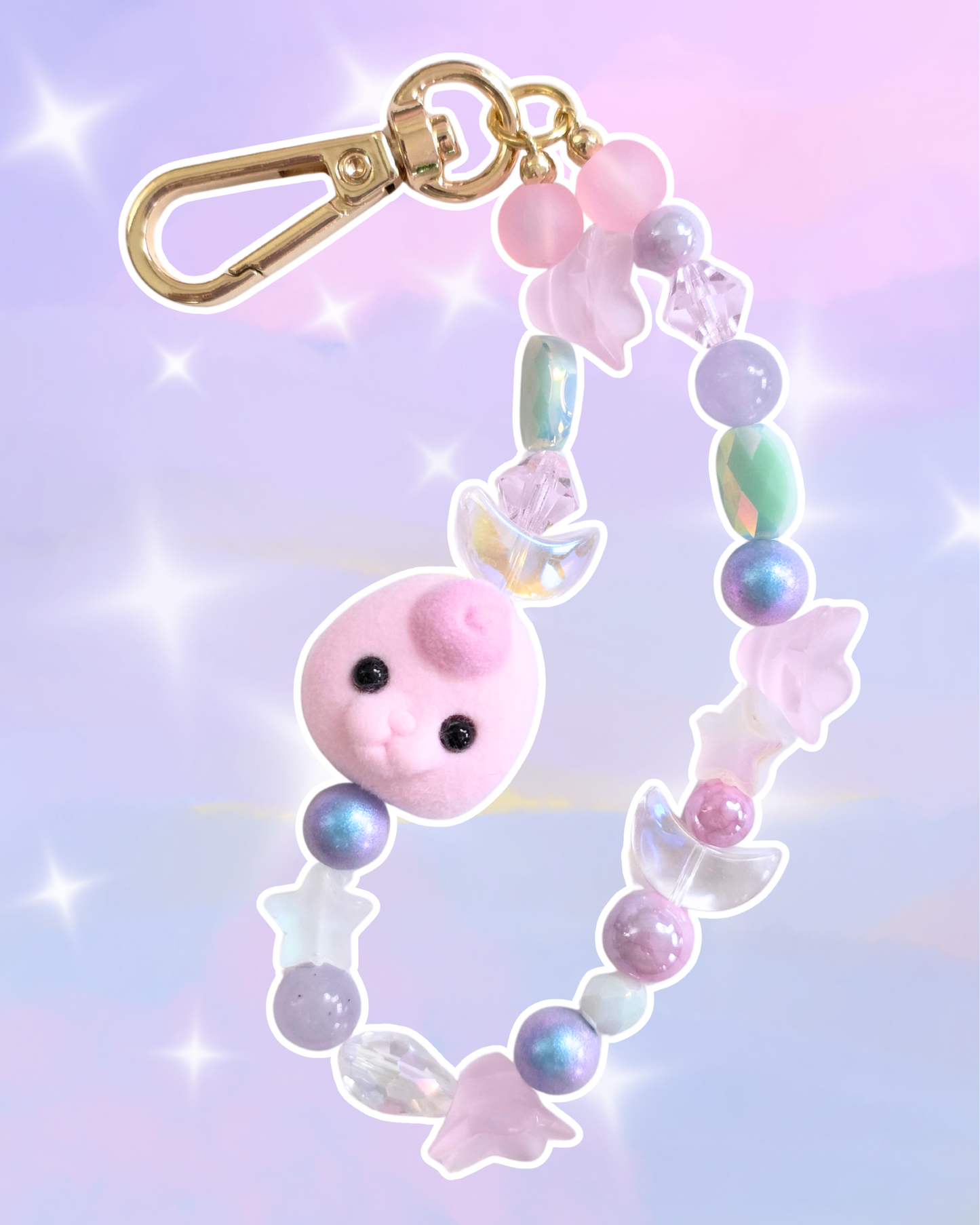 Critter Fairy Flocked Charm Pink