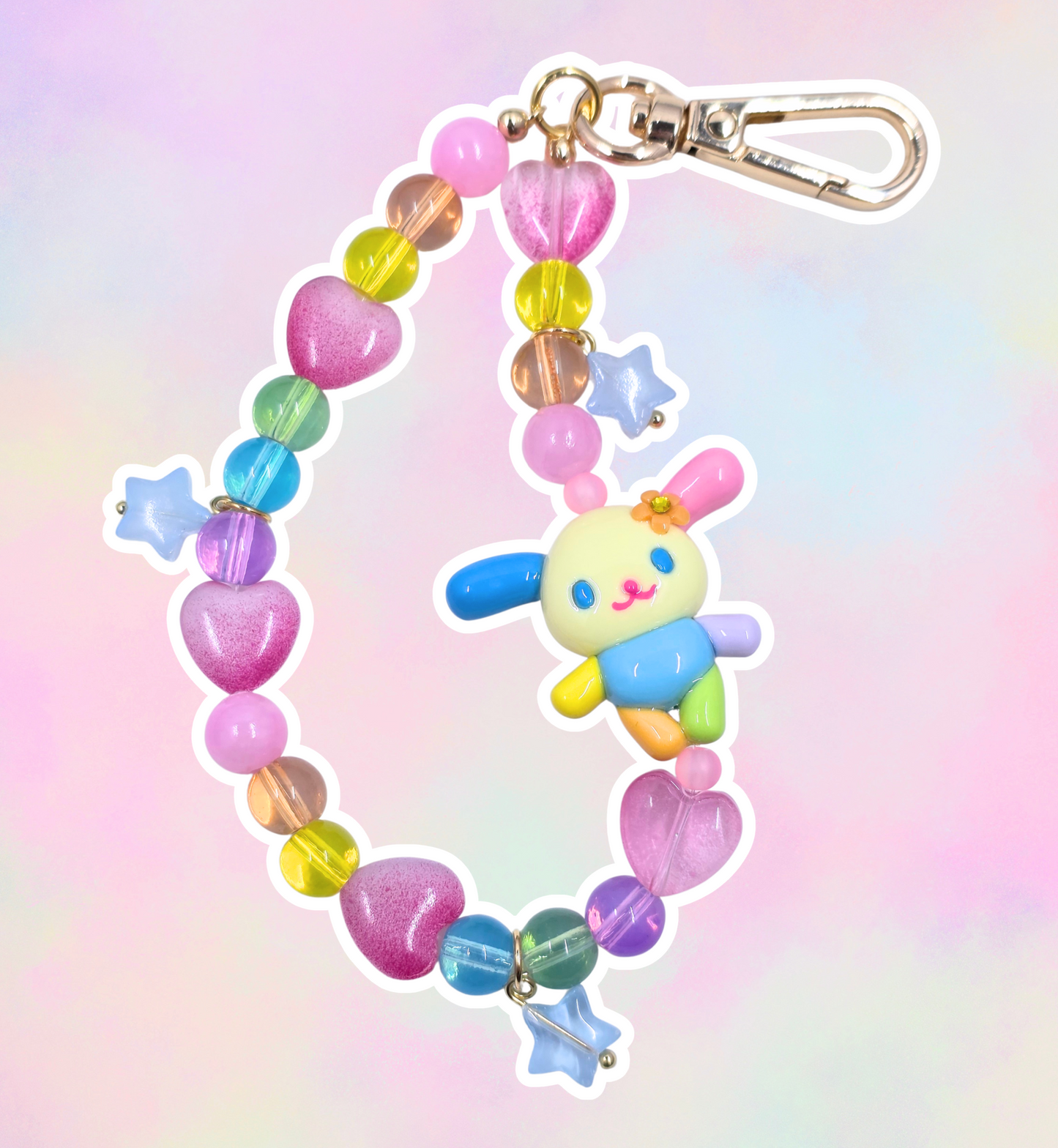 Rainbow Bunny Phone Charm