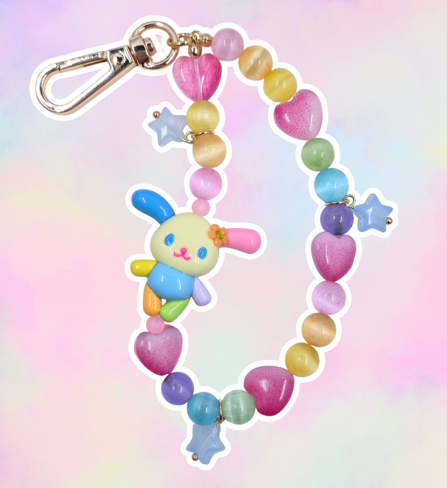 Rainbow Bunny Phone Charm